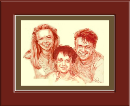 portrait_sanguine_ocre_rouge_trois_freres_et_soeurs_cadeaux_noel